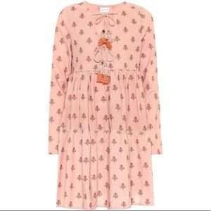 She Made Me Marigold Embroidered Mini Tassel Dress